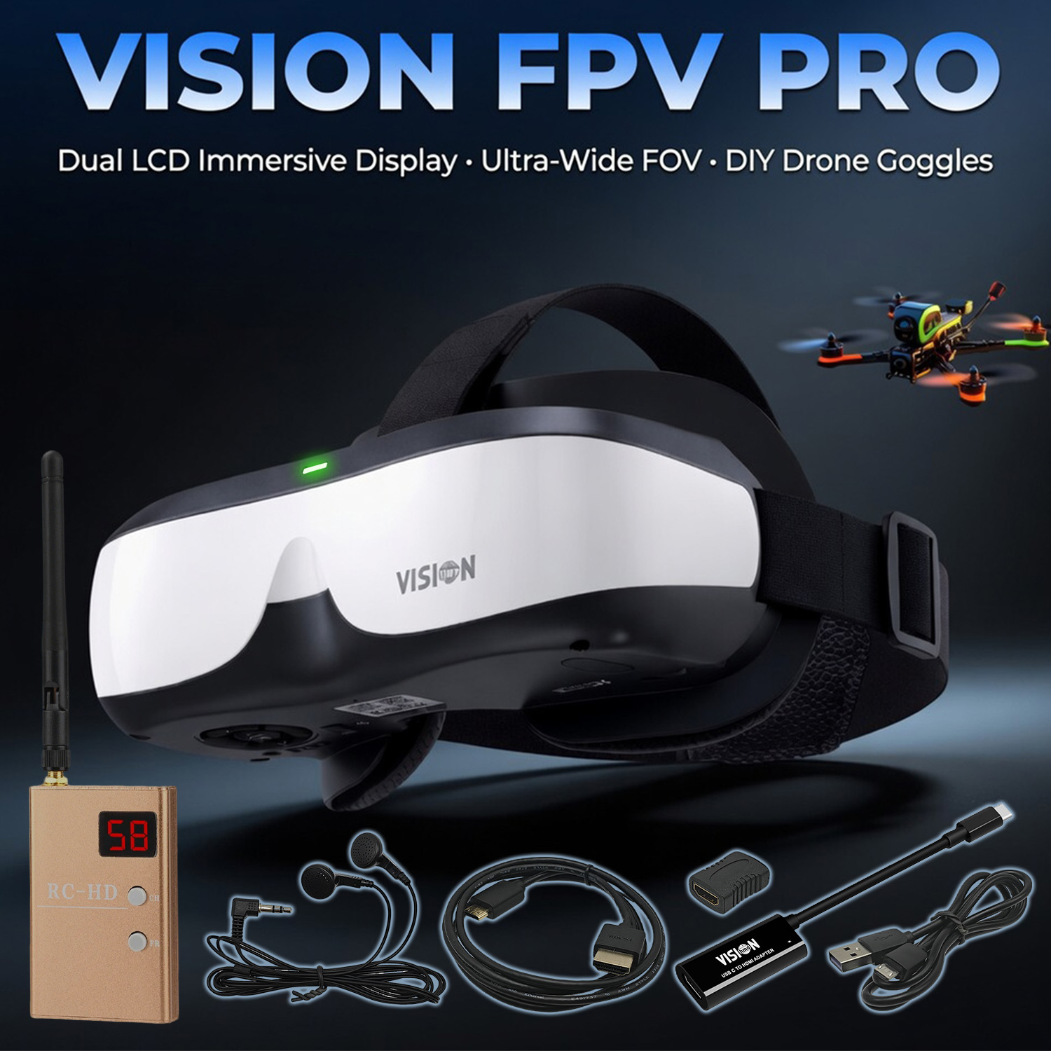 Fpv Drone Goggles - FPV 고글, 헤드 마운트 디스플레이, 아날로그